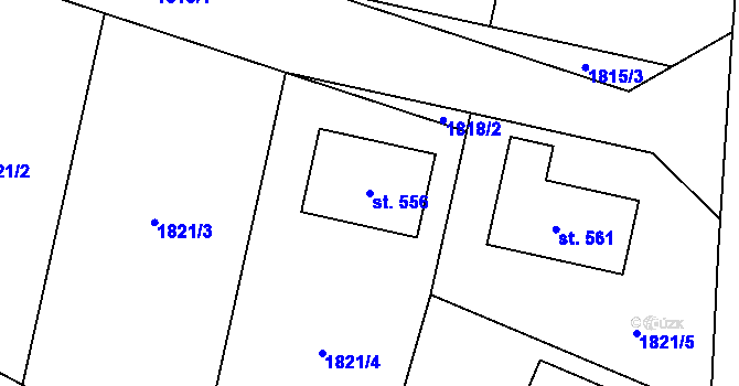 Parcela st. 556 v KÚ Lnáře, Katastrální mapa