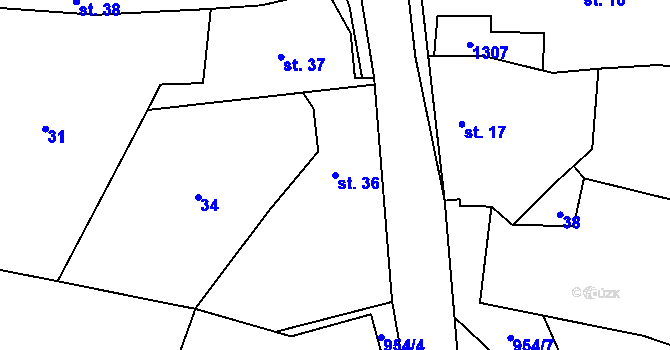 Parcela st. 36 v KÚ Zahorčice u Lnář, Katastrální mapa