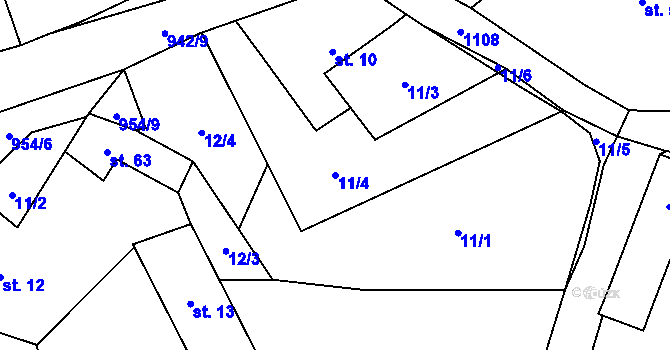 Parcela st. 11/4 v KÚ Zahorčice u Lnář, Katastrální mapa