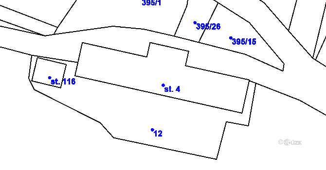 Parcela st. 4 v KÚ Lobeč u Mšena, Katastrální mapa
