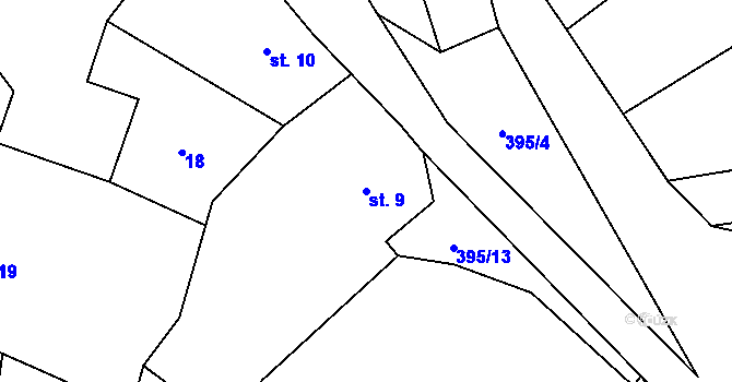 Parcela st. 9 v KÚ Lobeč u Mšena, Katastrální mapa