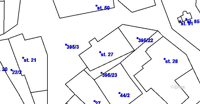 Parcela st. 27 v KÚ Lobeč u Mšena, Katastrální mapa