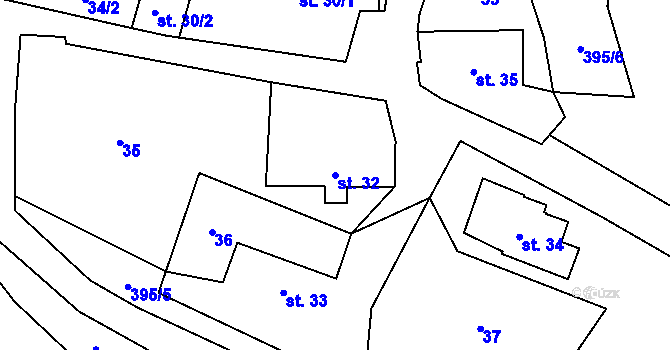 Parcela st. 32 v KÚ Lobeč u Mšena, Katastrální mapa
