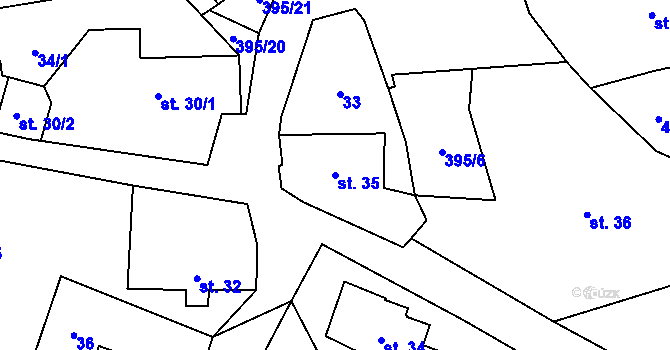 Parcela st. 35 v KÚ Lobeč u Mšena, Katastrální mapa
