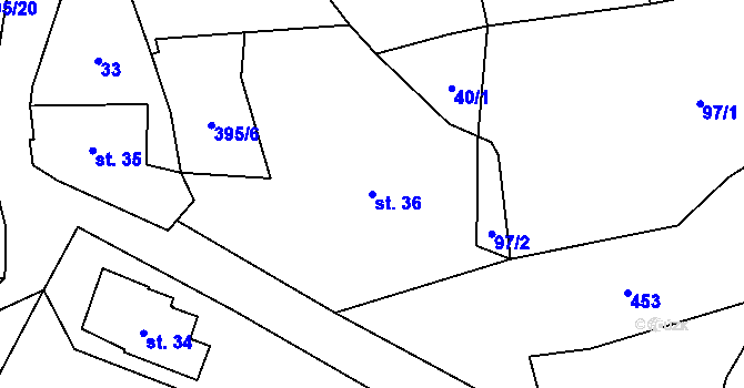 Parcela st. 36 v KÚ Lobeč u Mšena, Katastrální mapa