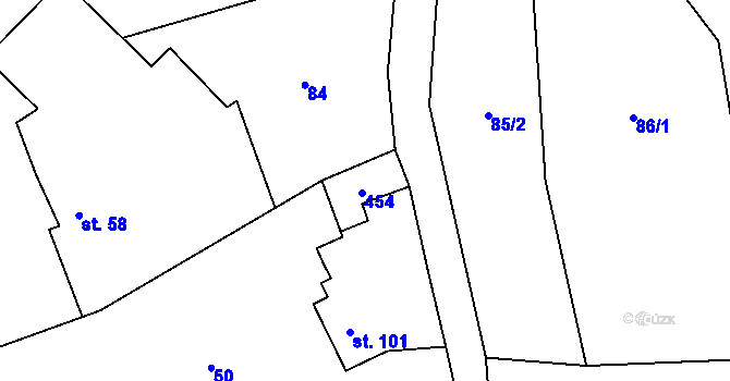Parcela st. 56 v KÚ Lobeč u Mšena, Katastrální mapa