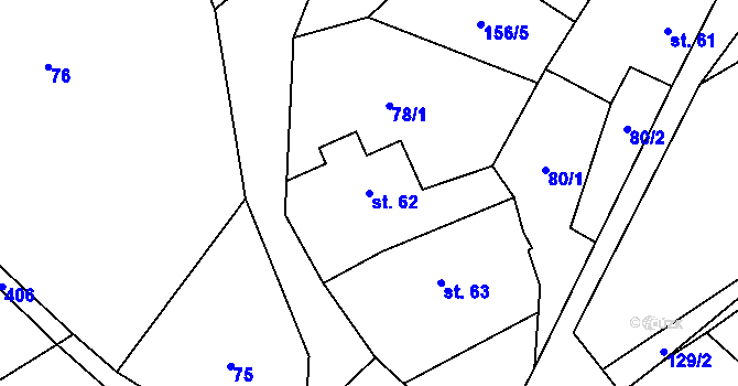 Parcela st. 62 v KÚ Lobeč u Mšena, Katastrální mapa
