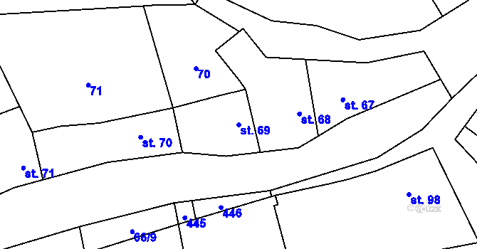 Parcela st. 69 v KÚ Lobeč u Mšena, Katastrální mapa