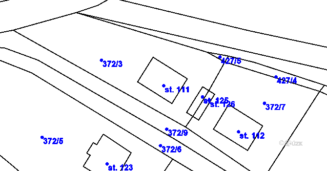 Parcela st. 111 v KÚ Lobeč u Mšena, Katastrální mapa