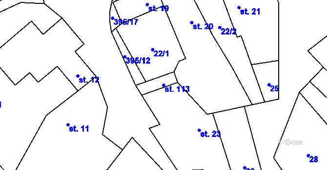 Parcela st. 113 v KÚ Lobeč u Mšena, Katastrální mapa