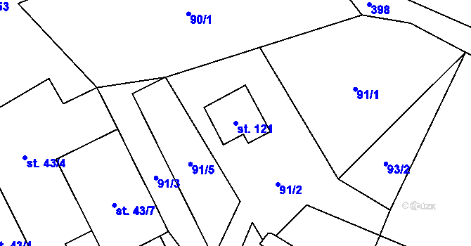 Parcela st. 121 v KÚ Lobeč u Mšena, Katastrální mapa