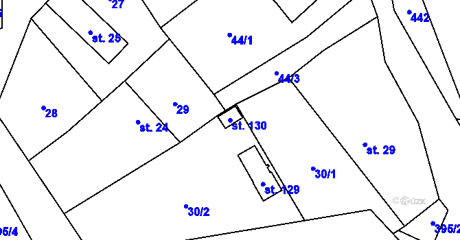 Parcela st. 130 v KÚ Lobeč u Mšena, Katastrální mapa