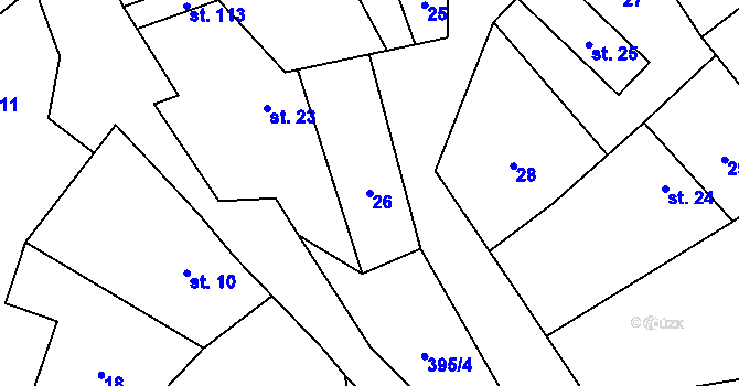Parcela st. 26 v KÚ Lobeč u Mšena, Katastrální mapa