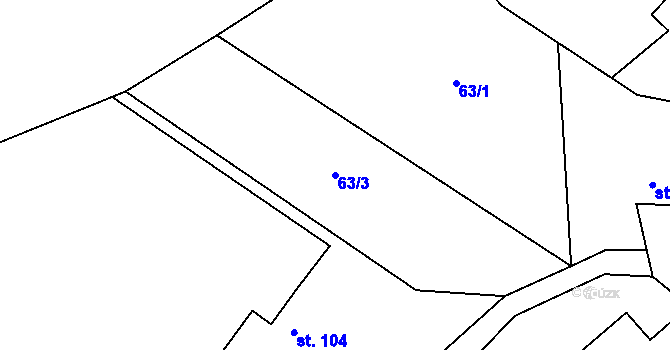 Parcela st. 63/3 v KÚ Lobeč u Mšena, Katastrální mapa