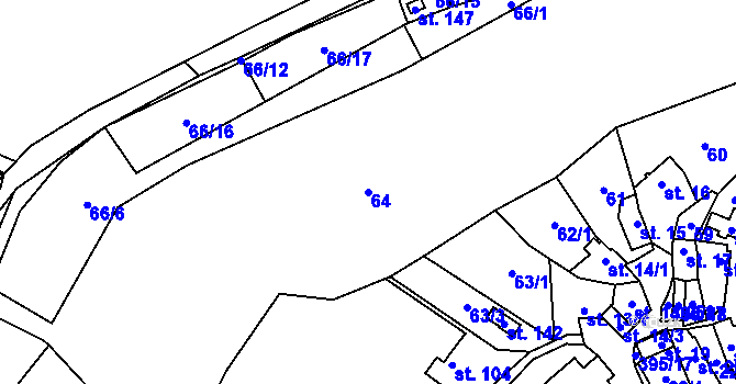 Parcela st. 64 v KÚ Lobeč u Mšena, Katastrální mapa