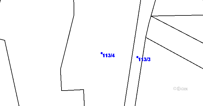 Parcela st. 113/4 v KÚ Lobeč u Mšena, Katastrální mapa