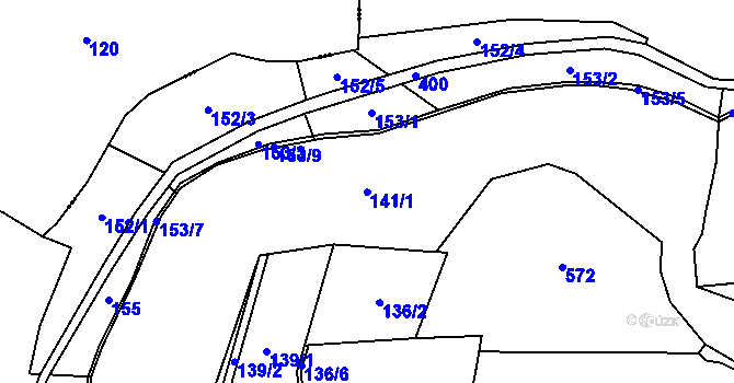 Parcela st. 141 v KÚ Lobeč u Mšena, Katastrální mapa