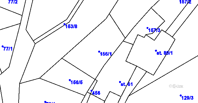Parcela st. 156/1 v KÚ Lobeč u Mšena, Katastrální mapa