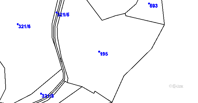 Parcela st. 195 v KÚ Lobeč u Mšena, Katastrální mapa