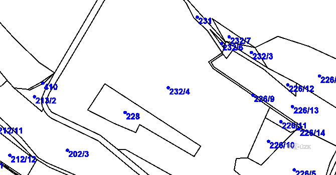 Parcela st. 232/4 v KÚ Lobeč u Mšena, Katastrální mapa