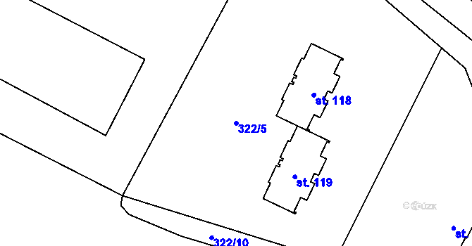 Parcela st. 322/5 v KÚ Lobeč u Mšena, Katastrální mapa