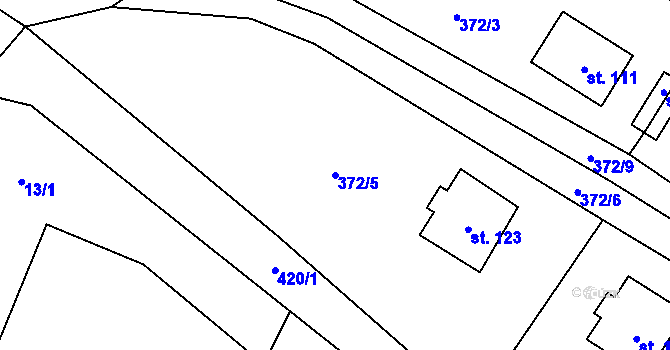 Parcela st. 372/5 v KÚ Lobeč u Mšena, Katastrální mapa