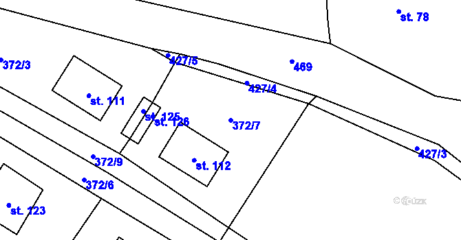 Parcela st. 372/7 v KÚ Lobeč u Mšena, Katastrální mapa