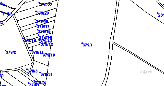 Parcela st. 379/1 v KÚ Lobeč u Mšena, Katastrální mapa