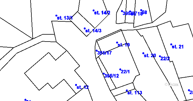 Parcela st. 395/17 v KÚ Lobeč u Mšena, Katastrální mapa