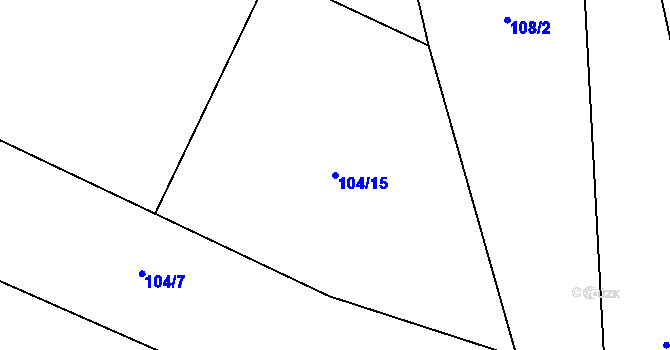 Parcela st. 104/15 v KÚ Lobeč u Mšena, Katastrální mapa