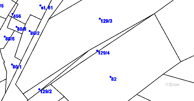 Parcela st. 129/4 v KÚ Lobeč u Mšena, Katastrální mapa
