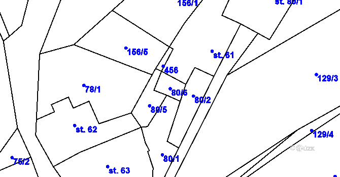 Parcela st. 80/6 v KÚ Lobeč u Mšena, Katastrální mapa
