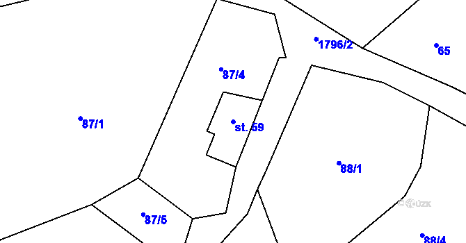 Parcela st. 59 v KÚ Lobendava, Katastrální mapa