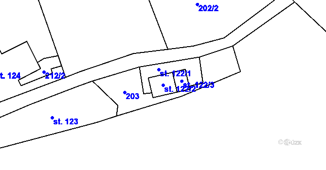 Parcela st. 122/2 v KÚ Lobendava, Katastrální mapa