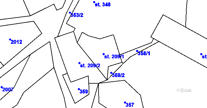 Parcela st. 209/1 v KÚ Lobendava, Katastrální mapa
