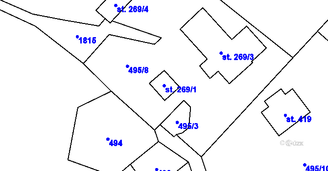 Parcela st. 269/1 v KÚ Lobendava, Katastrální mapa