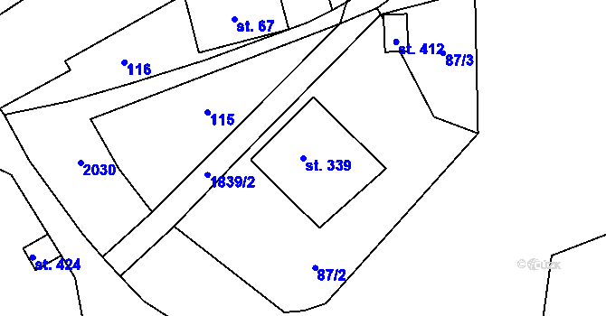 Parcela st. 339 v KÚ Lobendava, Katastrální mapa
