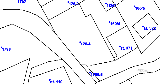 Parcela st. 125/4 v KÚ Lobendava, Katastrální mapa