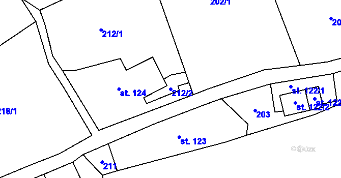 Parcela st. 212/2 v KÚ Lobendava, Katastrální mapa