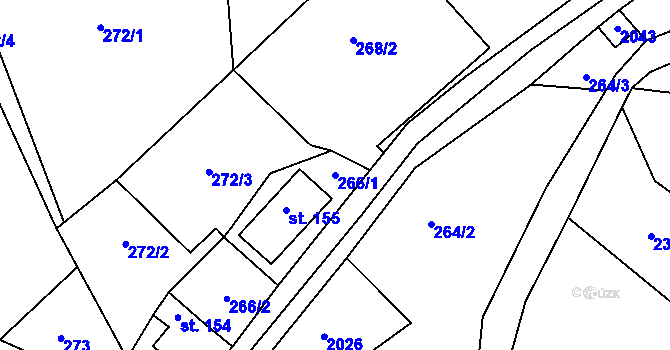 Parcela st. 266/1 v KÚ Lobendava, Katastrální mapa