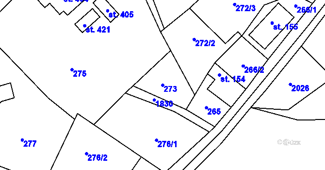 Parcela st. 273 v KÚ Lobendava, Katastrální mapa