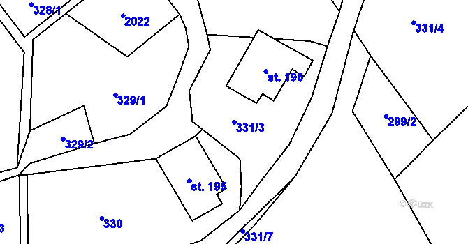 Parcela st. 331/3 v KÚ Lobendava, Katastrální mapa