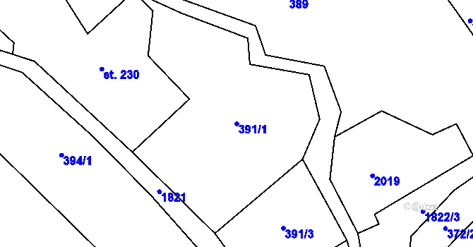 Parcela st. 391/1 v KÚ Lobendava, Katastrální mapa