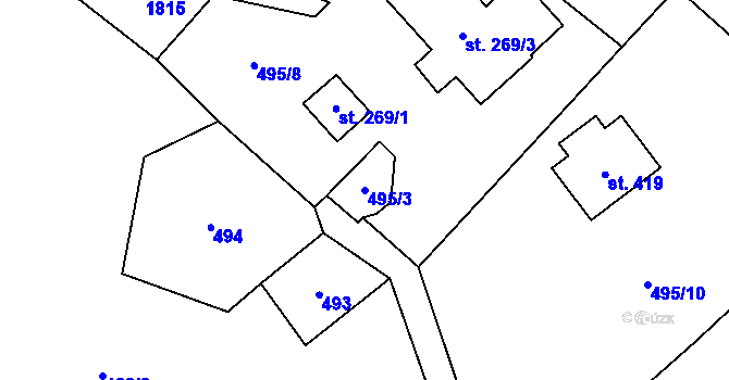 Parcela st. 495/3 v KÚ Lobendava, Katastrální mapa