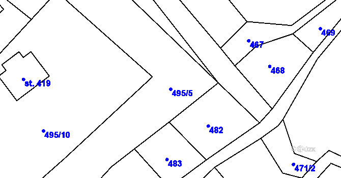 Parcela st. 495/5 v KÚ Lobendava, Katastrální mapa