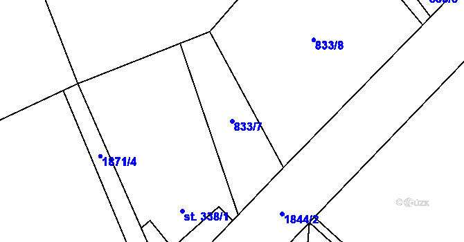 Parcela st. 833/7 v KÚ Lobendava, Katastrální mapa