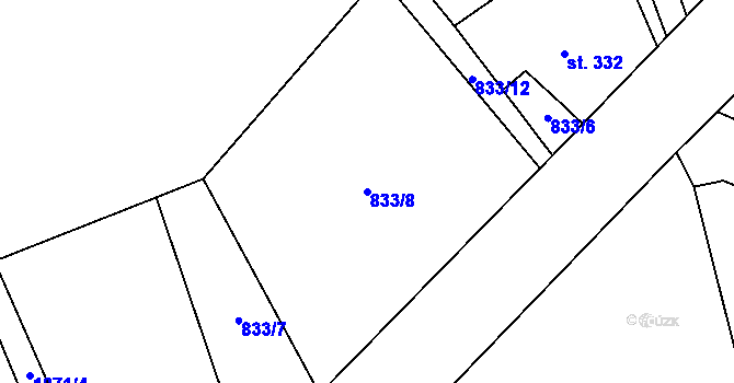 Parcela st. 833/8 v KÚ Lobendava, Katastrální mapa