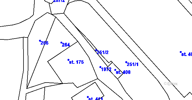 Parcela st. 251/2 v KÚ Lobendava, Katastrální mapa