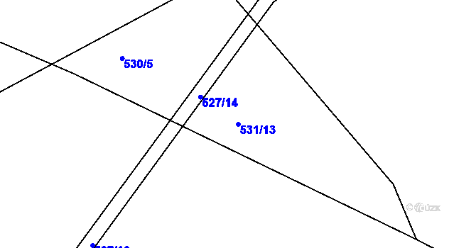 Parcela st. 531/13 v KÚ Lobodice, Katastrální mapa