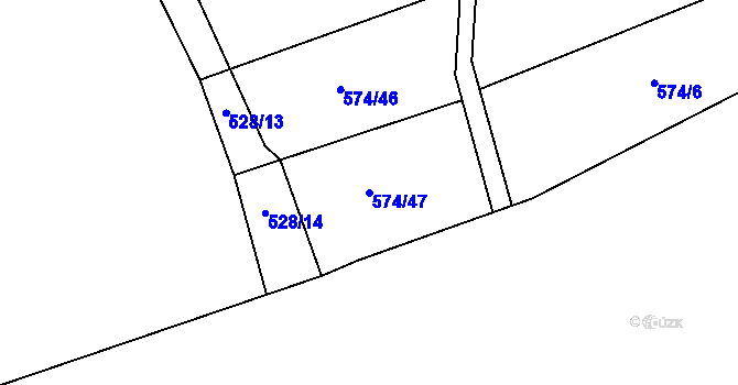 Parcela st. 574/47 v KÚ Lobodice, Katastrální mapa